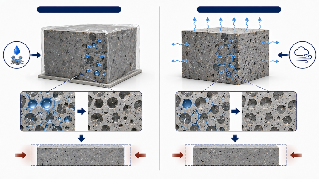 자기수축(Self Shrinkage)의 원인 2 autogenous vs drying shrinkage.webp