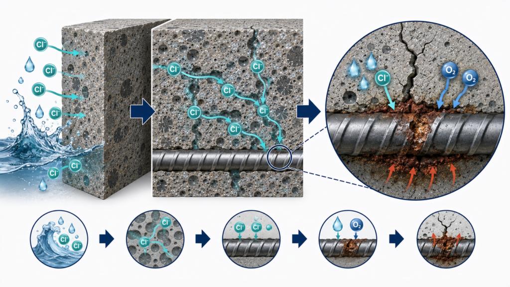 염화물 침투 메커니즘 분석 1 chloride corrosion mechanism.webp