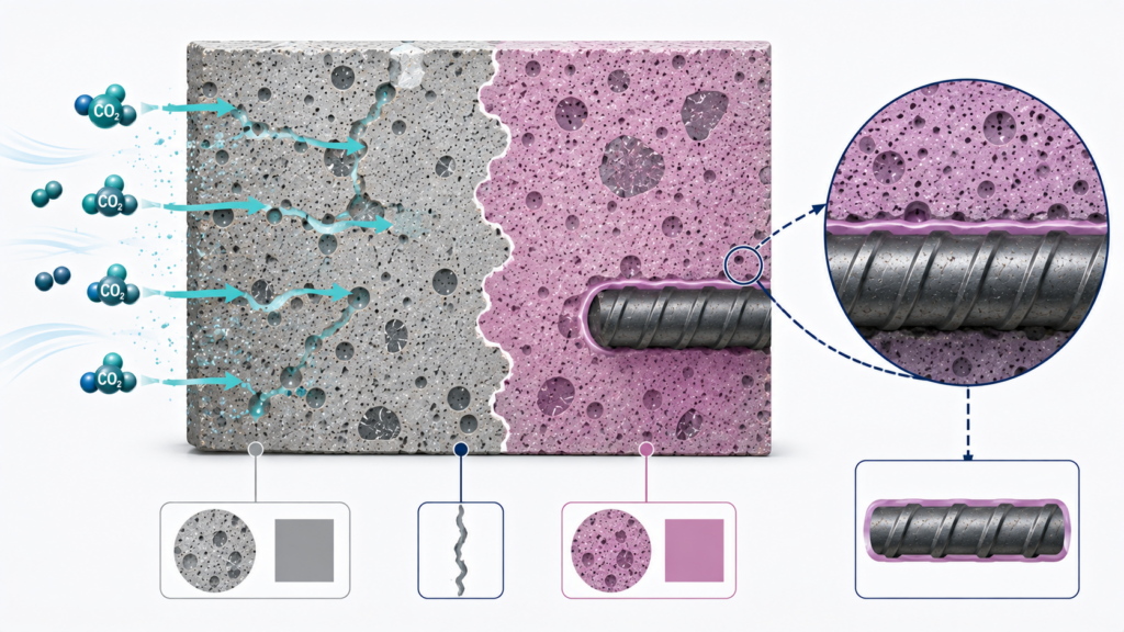탄산화 깊이 측정 방법 1 concrete carbonation process.webp
