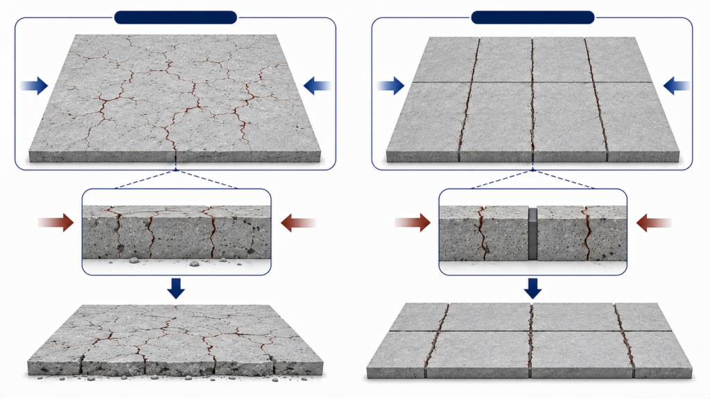 콘크리트 크리프와 건조수축 비교 4 control joint shrinkage crack.webp