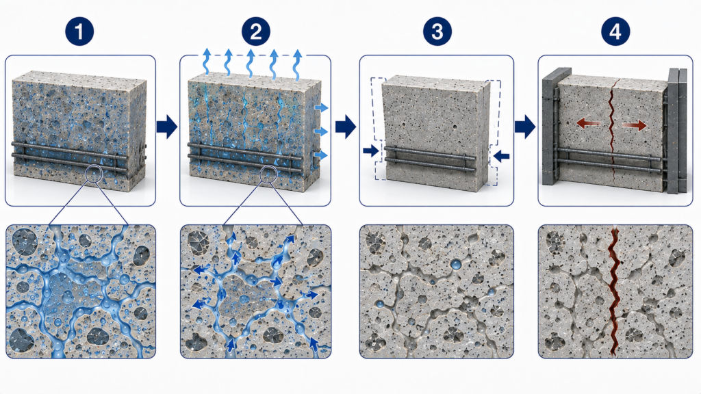 콘크리트 크리프와 건조수축 비교 2 drying shrinkage mechanism.webp