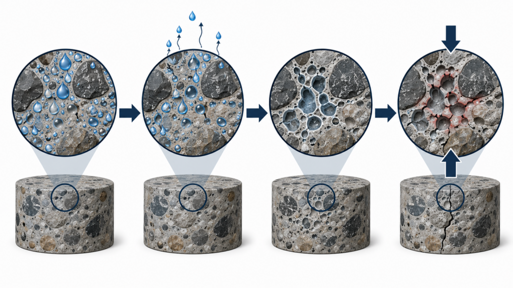 단위수량 증가가 압축강도에 미치는 영향 2 excess water strength loss.webp