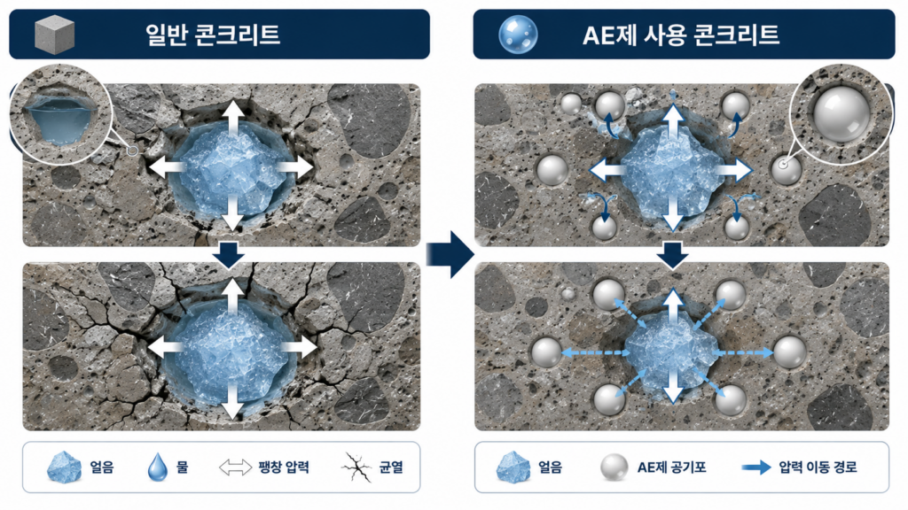 AE제와 감수제의 작용 메커니즘 3 freeze thaw air void.webp