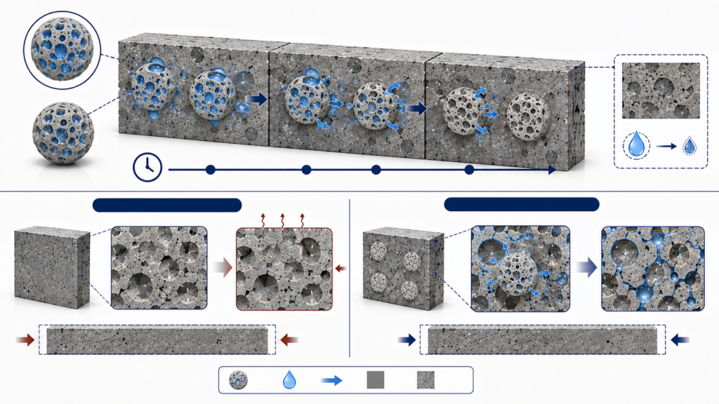 자기수축(Self Shrinkage)의 원인 4 internal curing concrete.webp