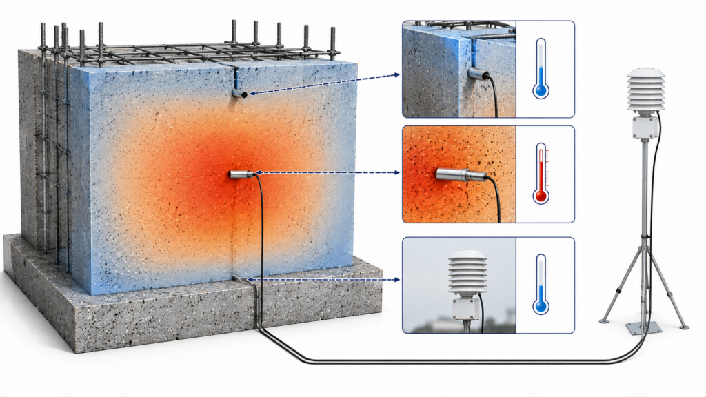 수화열 제어 방법 5 mass concrete temperature sensors.webp