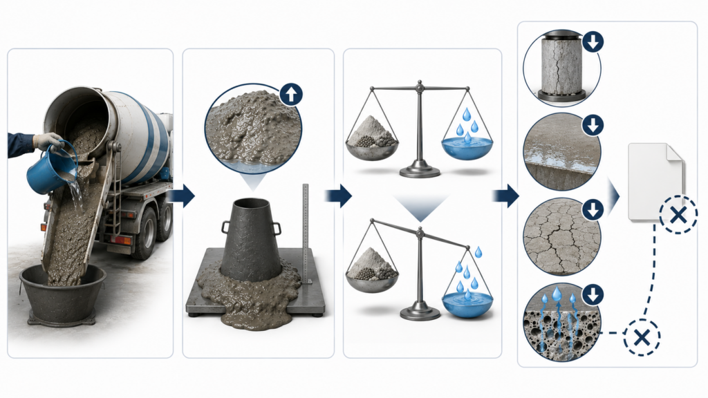 단위수량 증가가 압축강도에 미치는 영향 4 onsite water addition impact.webp