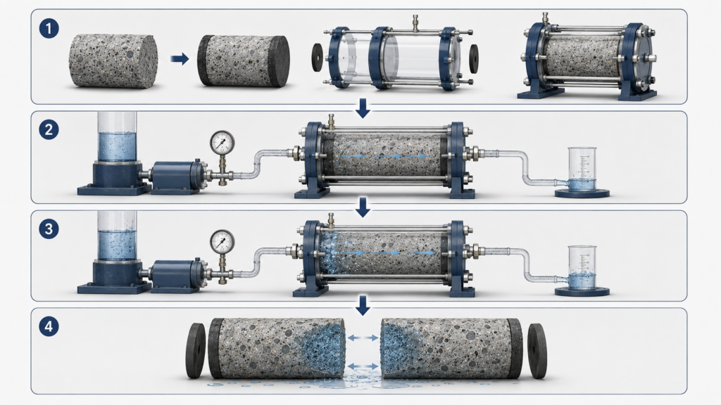 콘크리트 투수계수 시험 방법 3 pressurized permeability process.webp