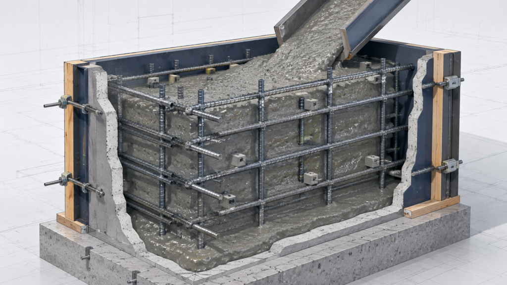 SCC(Self Compacting Concrete) 충전성 평가 1 scc self filling principle.webp