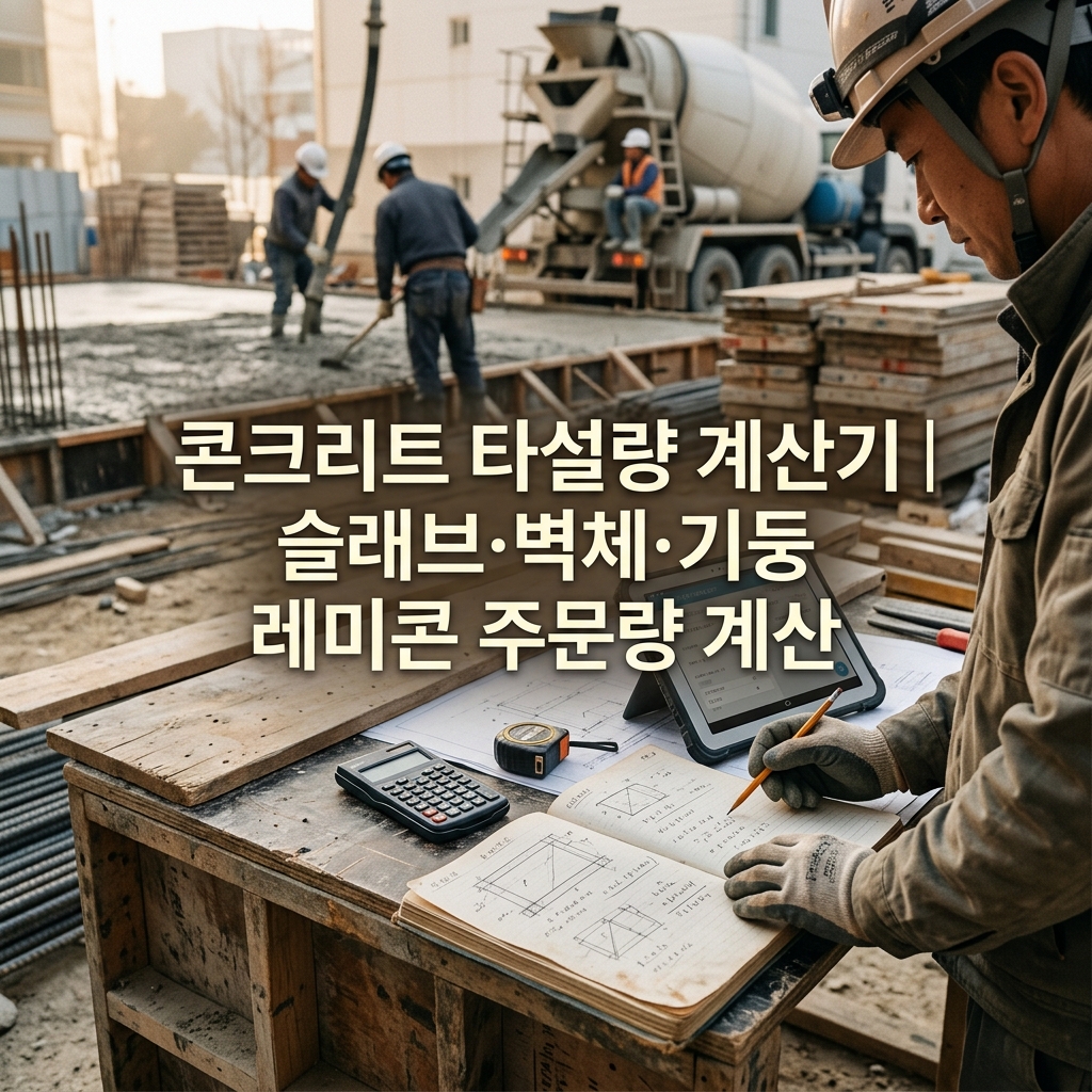 ai thumbnail photography 콘크리트 타설량 계산기｜슬래브·벽체·기둥 레미콘 주문량 계산 1785772979